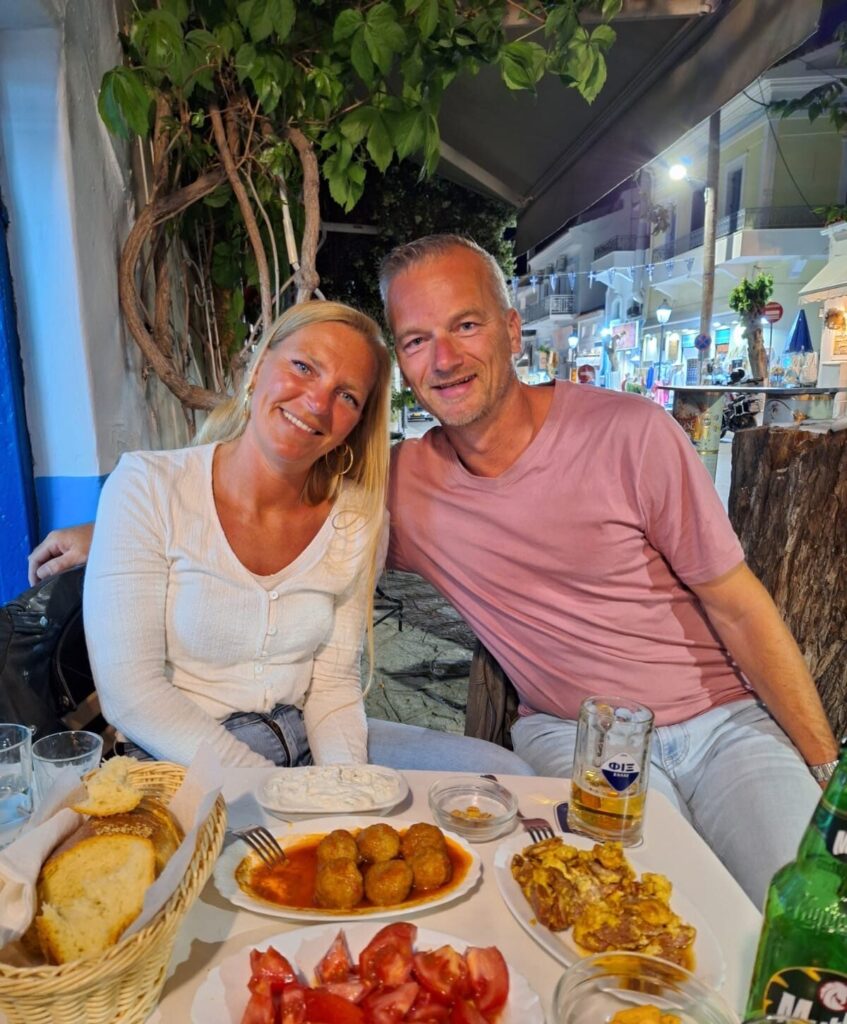 Marjolein and Robert, the owners and hosts of Bougainvillea Holiday Home Samos
